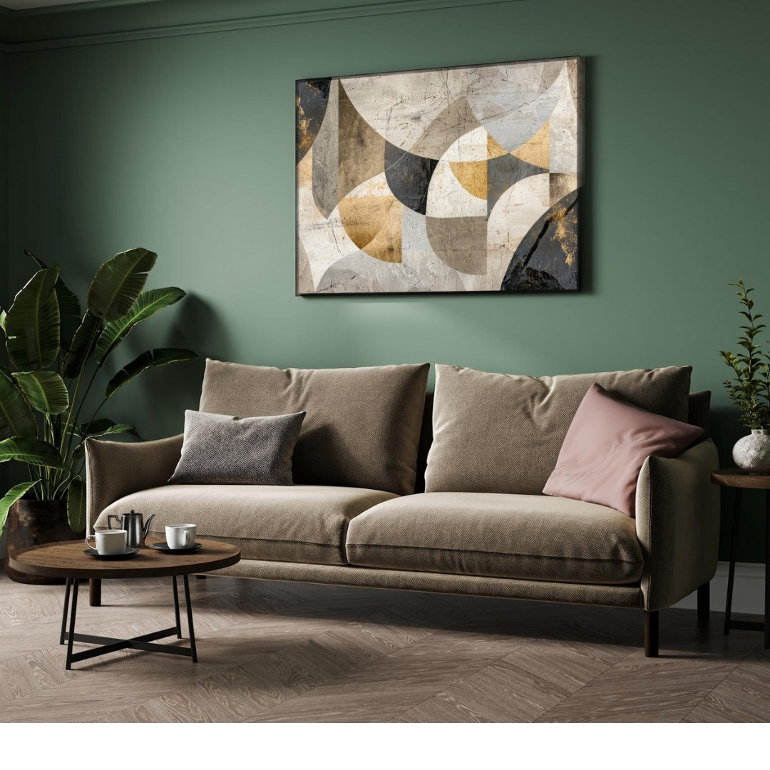 Celestial Harmony – Modern Abstract Geometric Wall Art Print 2 : 3 Horizontal Premium Wall Art Canvas by MeriDeewar