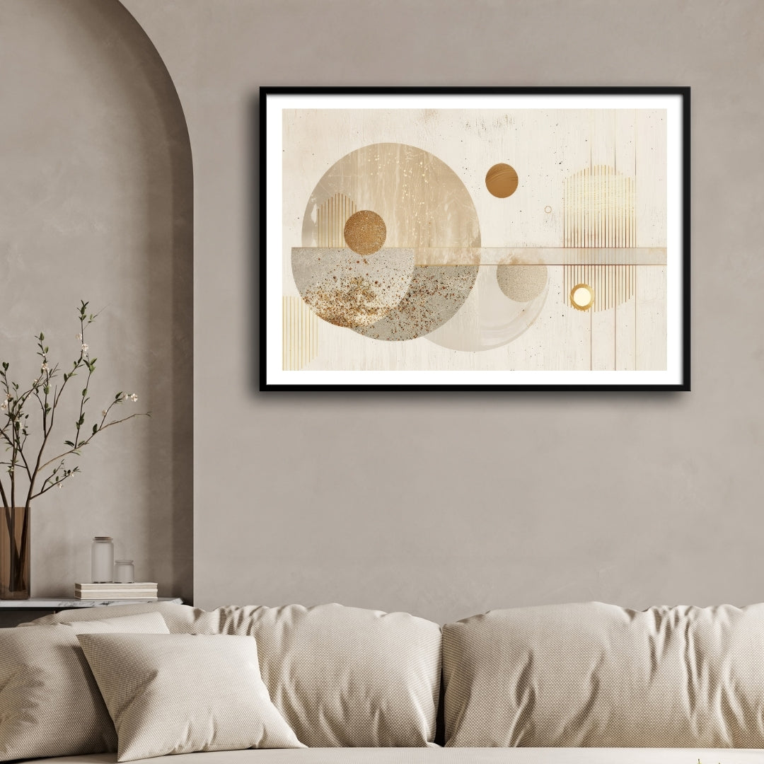 Celestial Harmony – Modern Abstract Geometric Wall Art Print 2 : 3 Horizontal Premium Wall Art Canvas by MeriDeewar