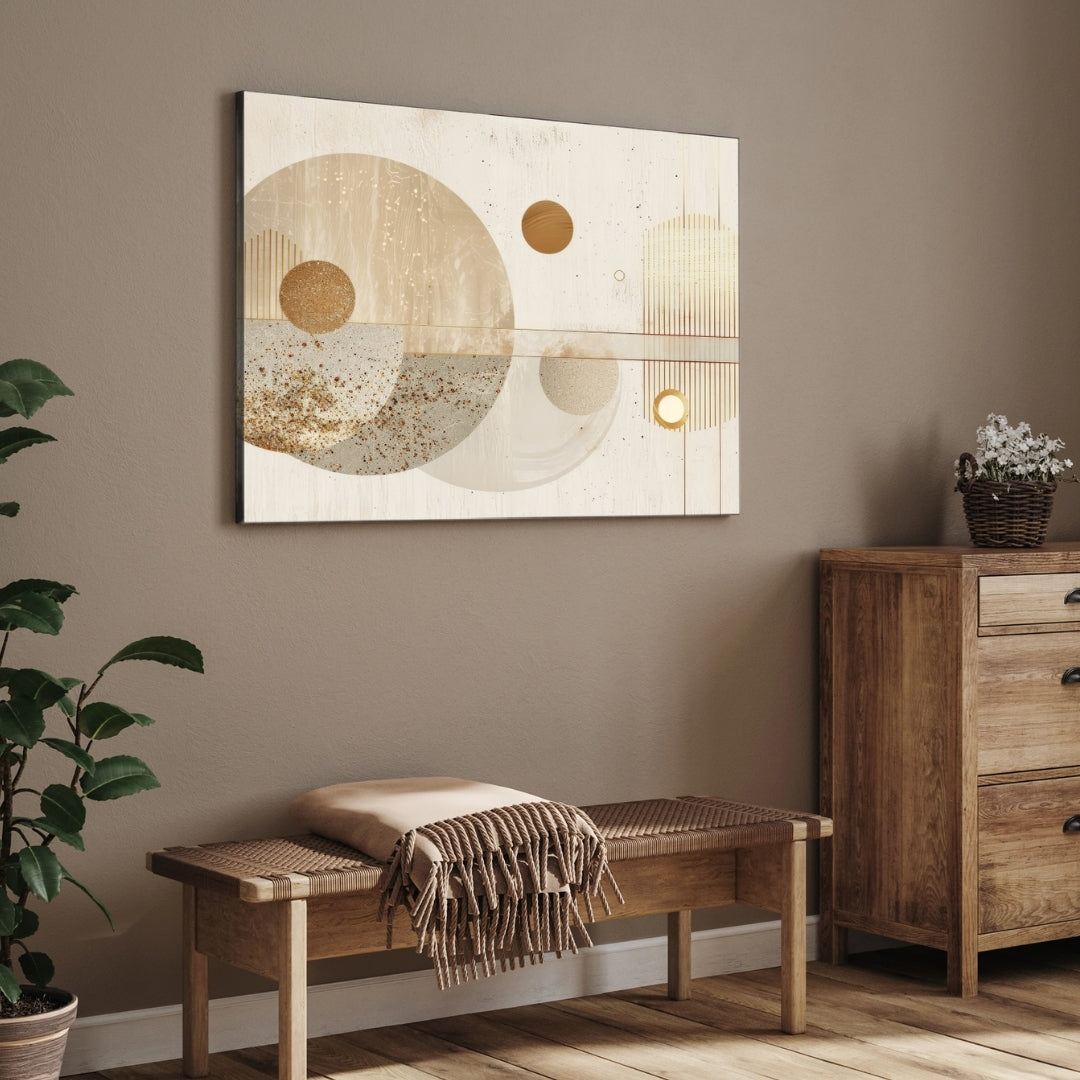 Celestial Harmony – Modern Abstract Geometric Wall Art Print 2 : 3 Horizontal Premium Wall Art Canvas by MeriDeewar