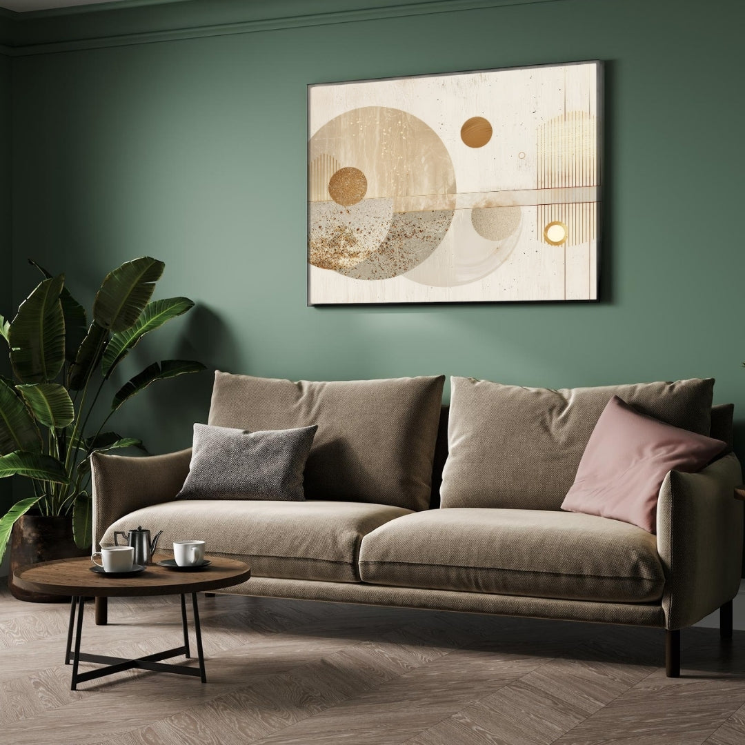 Celestial Harmony – Modern Abstract Geometric Wall Art Print 2 : 3 Horizontal Premium Wall Art Canvas by MeriDeewar
