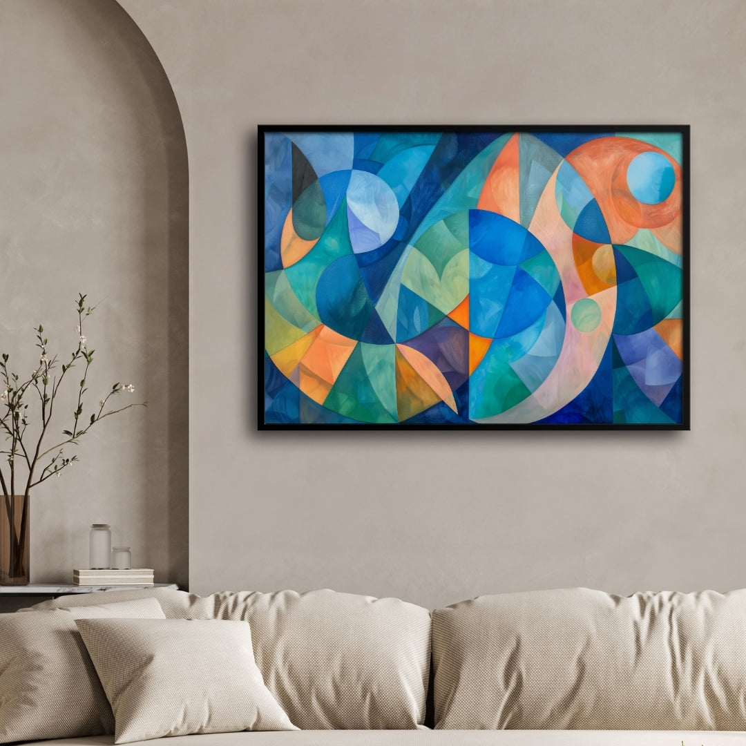 Celestial Harmony – Modern Geometric Abstract Wall Art Print 2 : 3 Horizontal Premium Wall Art Canvas by MeriDeewar