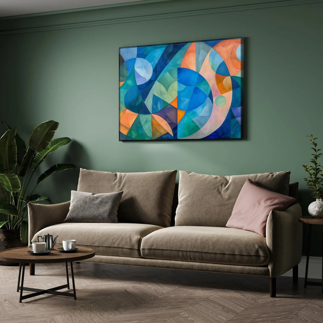 Celestial Harmony – Modern Geometric Abstract Wall Art Print 2 : 3 Horizontal Premium Wall Art Canvas by MeriDeewar