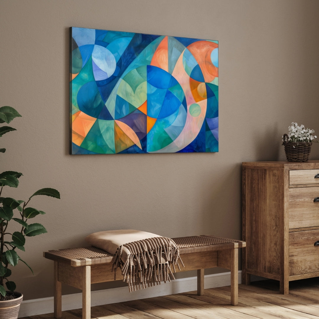 Celestial Harmony – Modern Geometric Abstract Wall Art Print 2 : 3 Horizontal Premium Wall Art Canvas by MeriDeewar