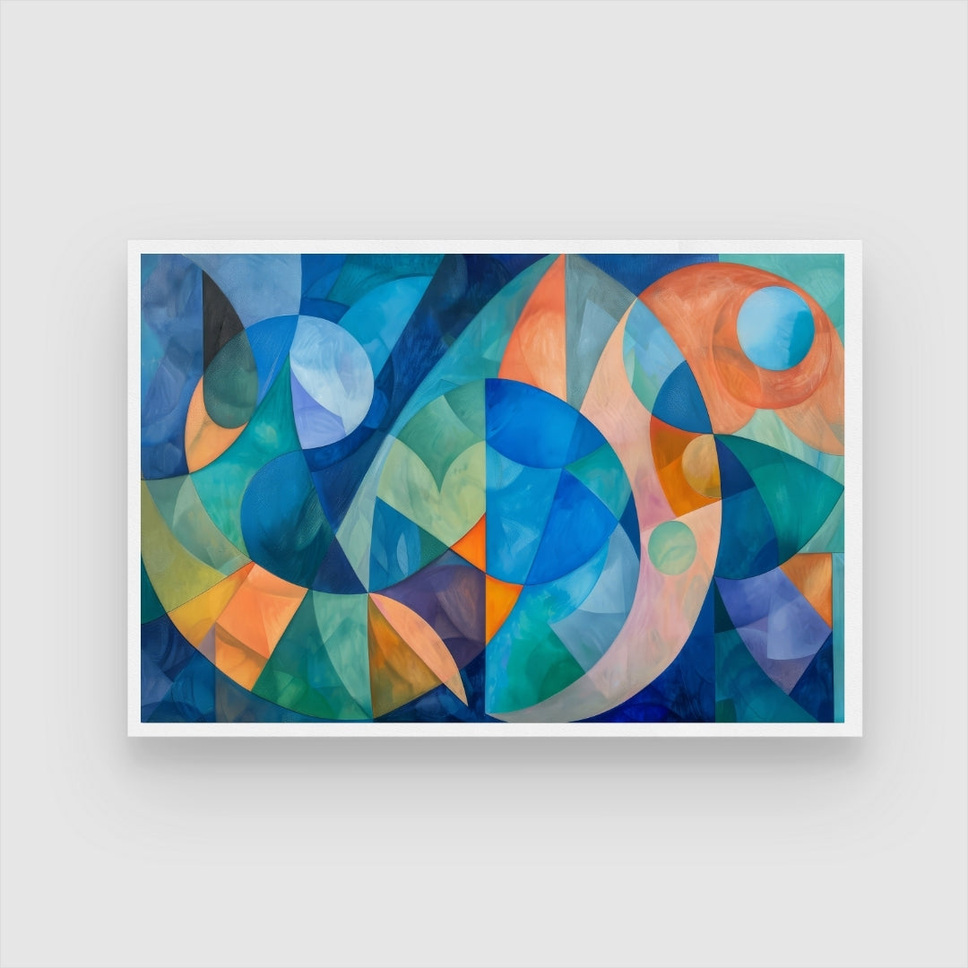 Celestial Harmony – Modern Geometric Abstract Wall Art Print 2 : 3 Horizontal Premium Wall Art Canvas by MeriDeewar