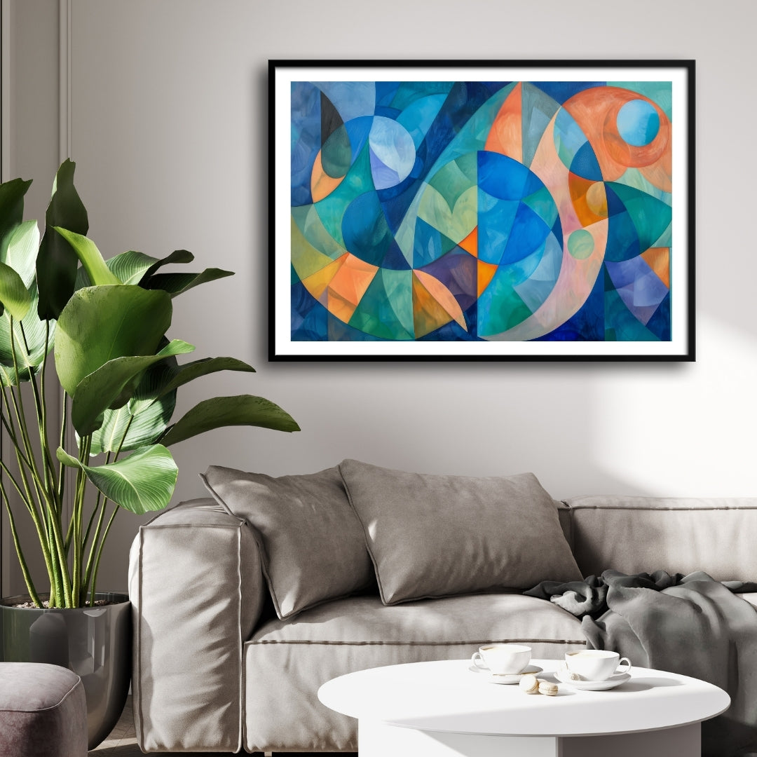 Celestial Harmony – Modern Geometric Abstract Wall Art Print 2 : 3 Horizontal Premium Wall Art Canvas by MeriDeewar
