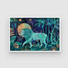 Celestial King — Lion Canvas Wall Art with Golden Moon 2 : 3 Horizontal Premium Wall Art Canvas by MeriDeewar