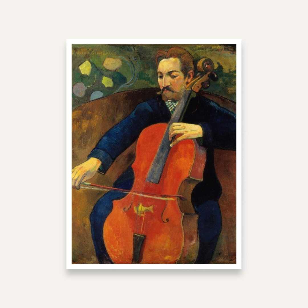 Cello Musician Painting for Living Room | Classic European Art Print for Home Decor 3 : 4 Vertical Premium Wall Art Canvas by MeriDeewar