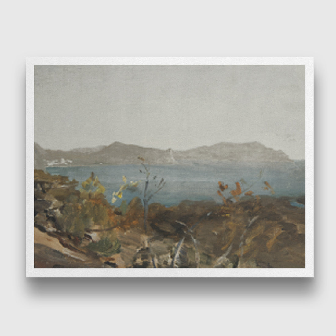 Cerulean Lake Vintage Waterscape Painting 3 : 4 Horizontal New Premium Wall Art Canvas by MeriDeewar