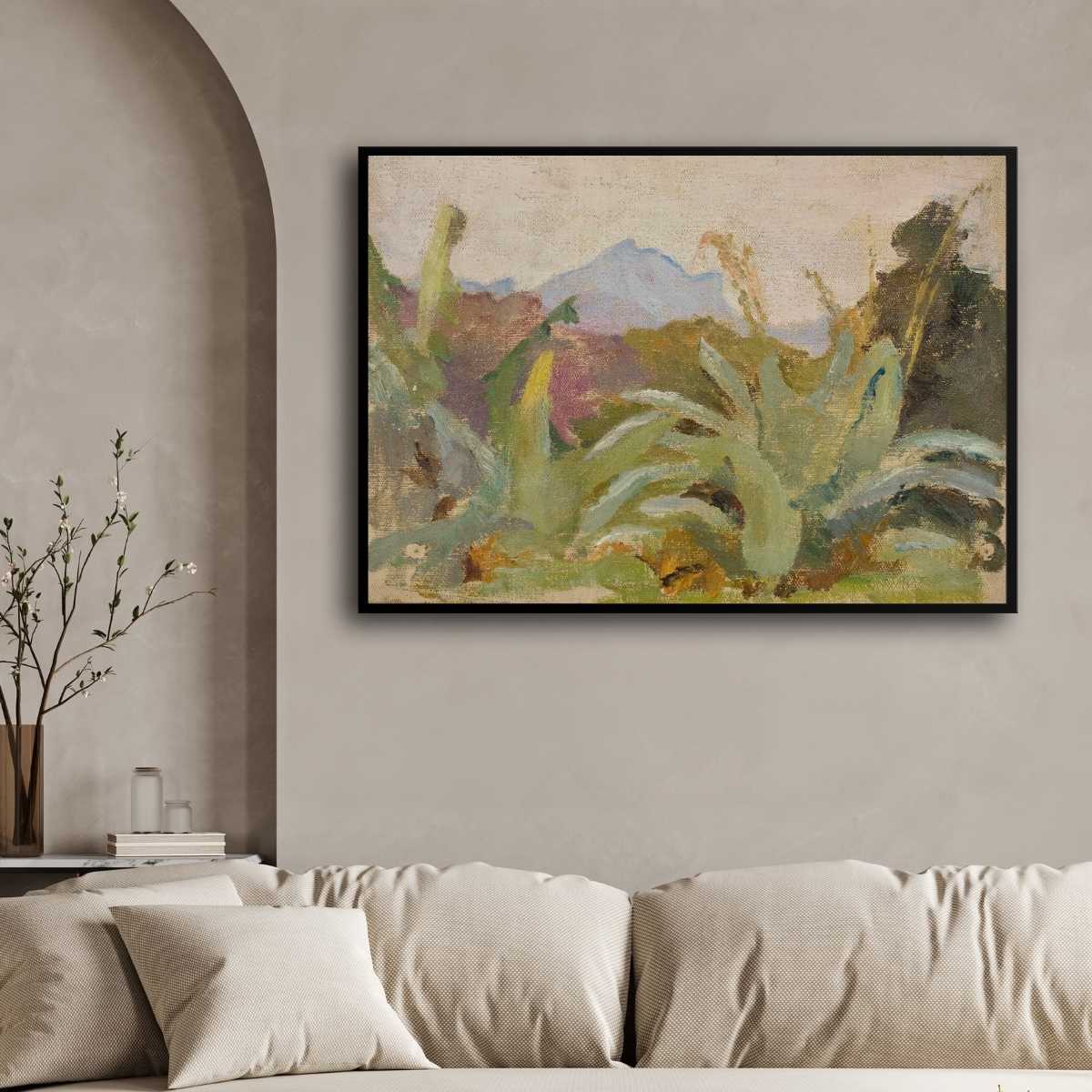 Ceylon's Adams Peak Oil Painting | Horizontal Framed Print 4 : 3 Horizontal Premium Wall Art Canvas by MeriDeewar