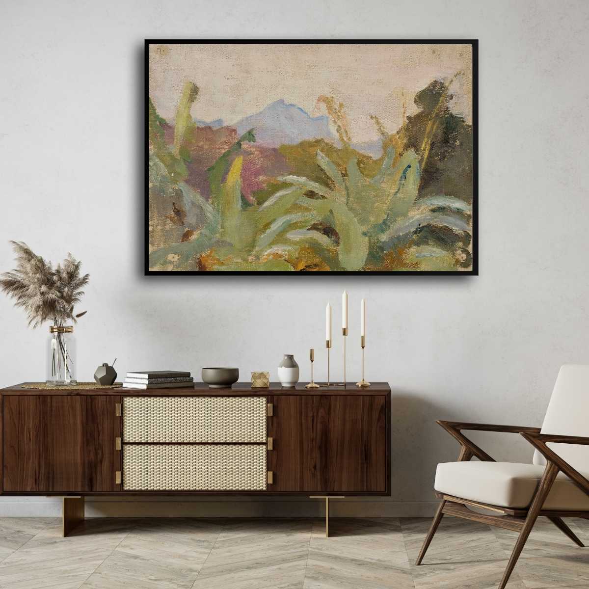 Ceylon's Adams Peak Oil Painting | Horizontal Framed Print 4 : 3 Horizontal Premium Wall Art Canvas by MeriDeewar