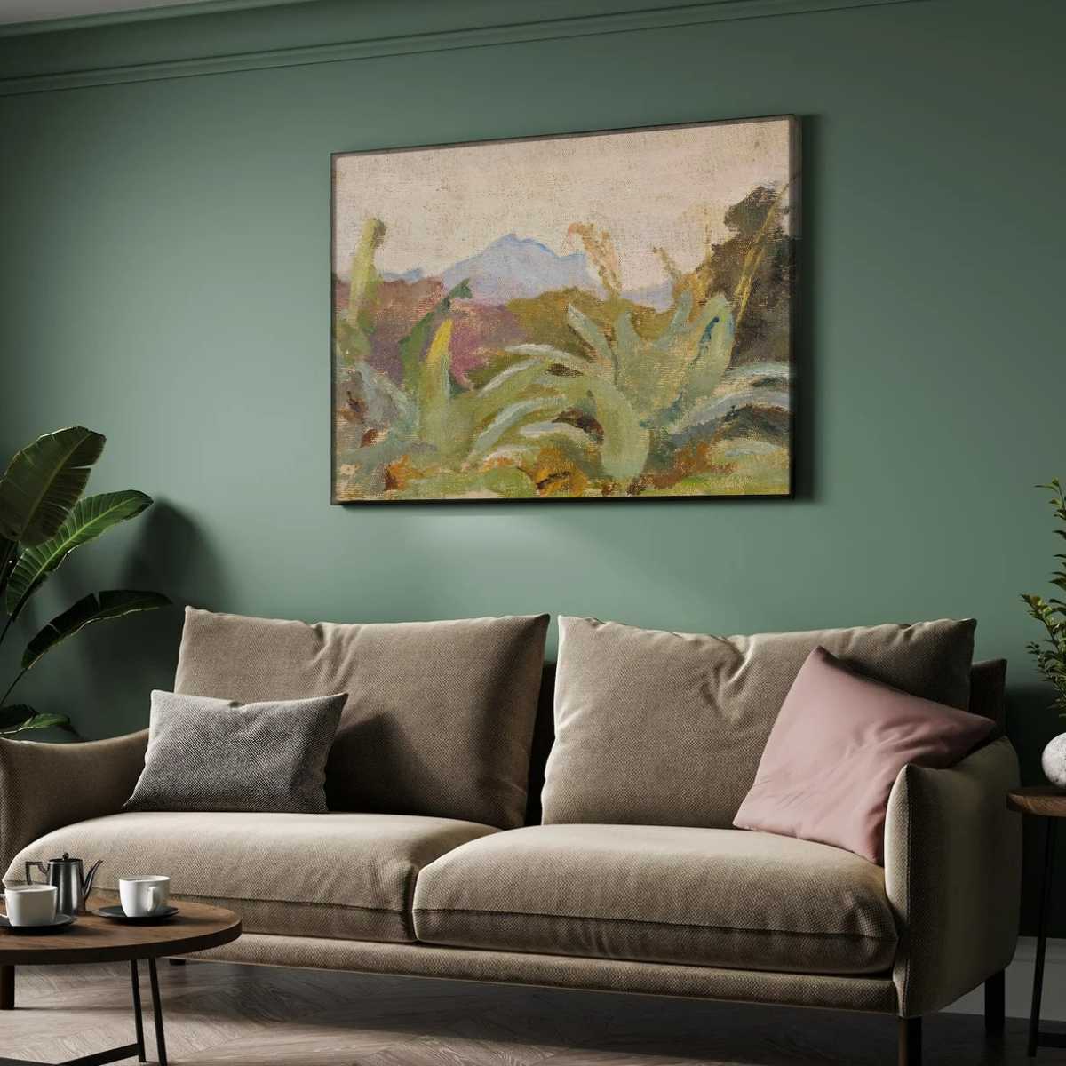 Ceylon's Adams Peak Oil Painting | Horizontal Framed Print 4 : 3 Horizontal Premium Wall Art Canvas by MeriDeewar