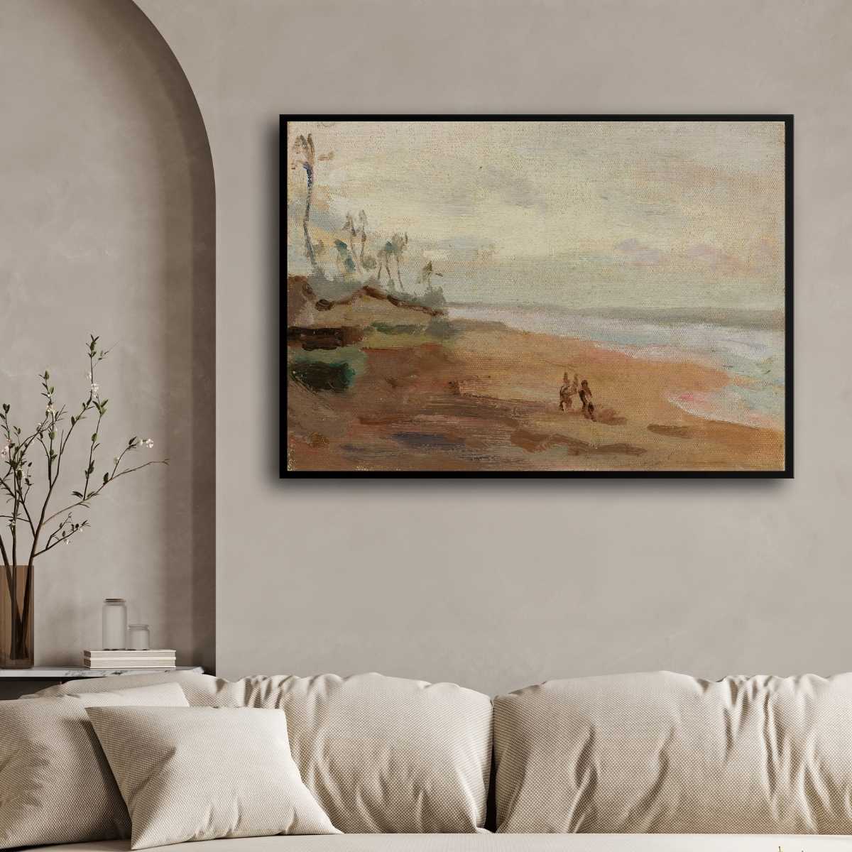 Ceylon's Colombo Coast Oil Painting | Horizontal Framed Print 4 : 3 Horizontal Premium Wall Art Canvas by MeriDeewar