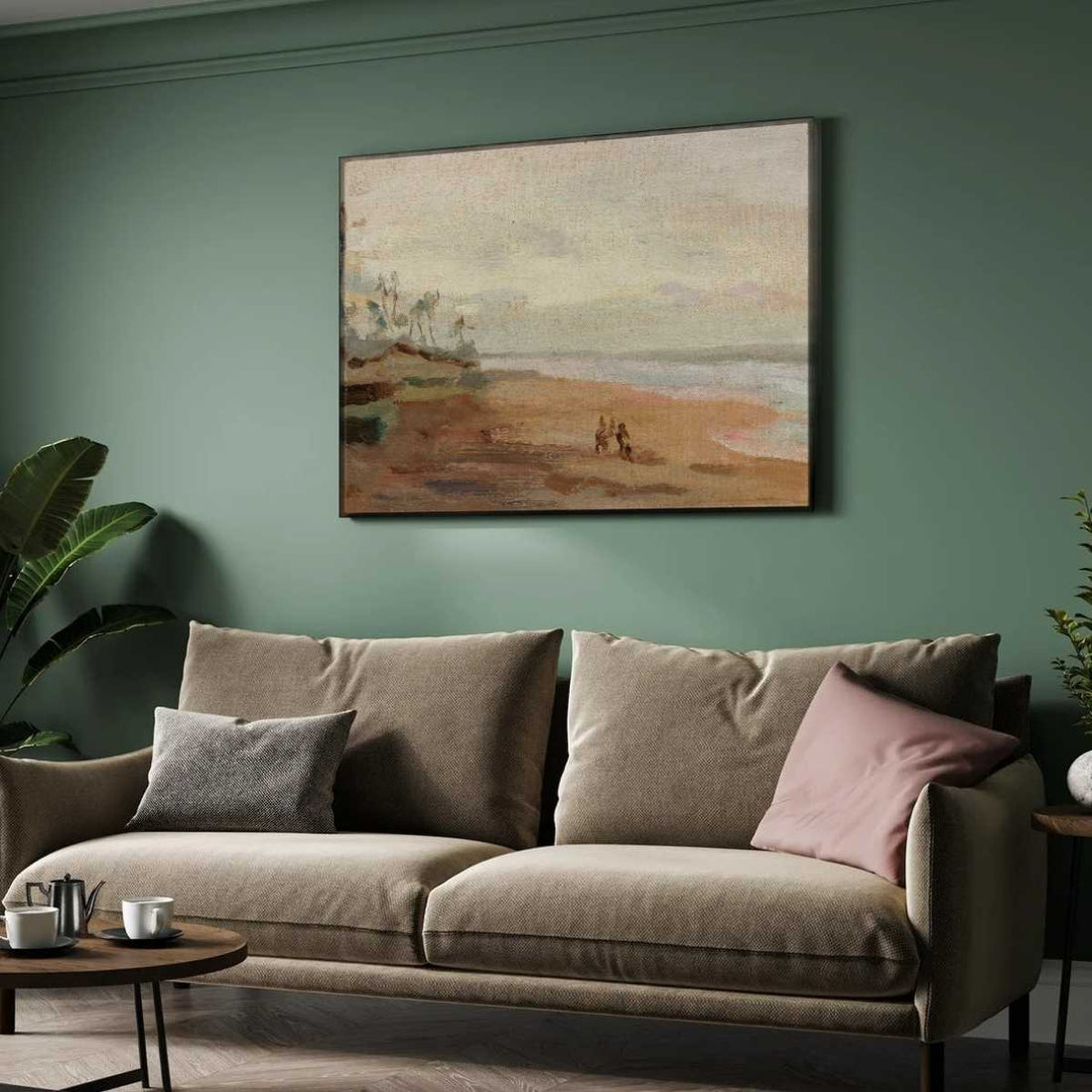 Ceylon's Colombo Coast Oil Painting | Horizontal Framed Print 4 : 3 Horizontal Premium Wall Art Canvas by MeriDeewar