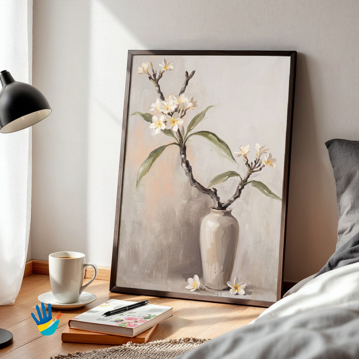 Champa Branch | Frangipani Still Life Wall Art 2 : 3 Vertical Premium Wall Art Canvas by MeriDeewar