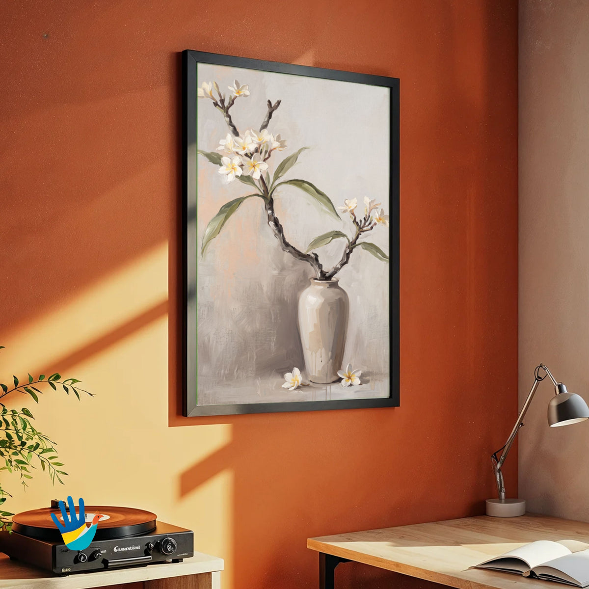 Champa Branch | Frangipani Still Life Wall Art 2 : 3 Vertical Premium Wall Art Canvas by MeriDeewar