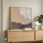 Chandan | Warm Neutral Tonal Abstract Wall Art 1 : 1 Square Premium Wall Art Canvas by MeriDeewar
