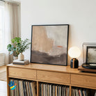 Chandan | Warm Neutral Tonal Abstract Wall Art 1 : 1 Square Premium Wall Art Canvas by MeriDeewar