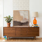 Chandan | Warm Neutral Tonal Abstract Wall Art 1 : 1 Square Premium Wall Art Canvas by MeriDeewar