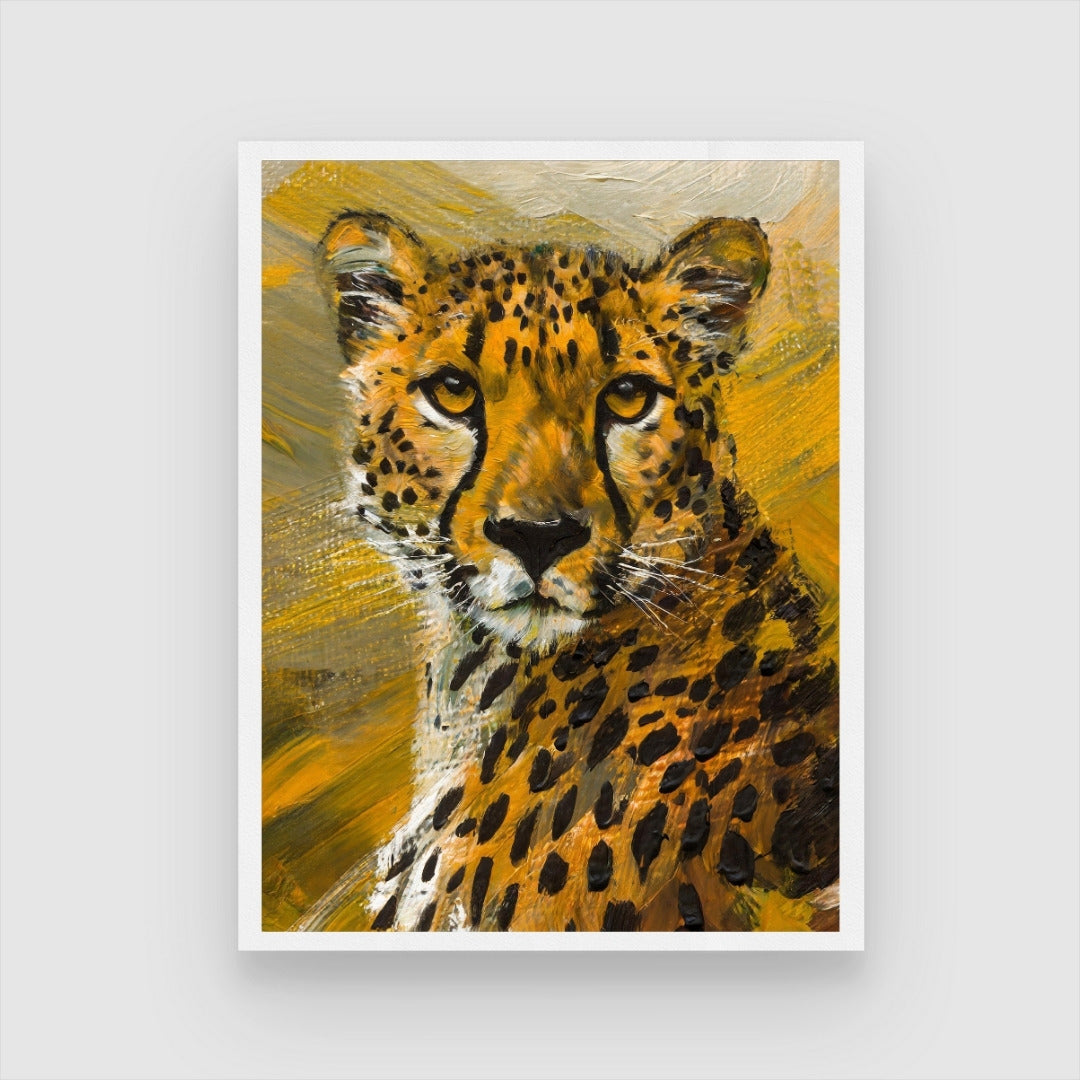 Cheetah Abstract Art - Bold Wildlife Decor 3 : 4 Vertical New Premium Wall Art Canvas by MeriDeewar