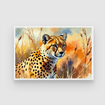 Cheetah in the Wild Canvas Wall Art – Wildlife Nature Painting 2 : 3 Horizontal Premium Wall Art Canvas by MeriDeewar