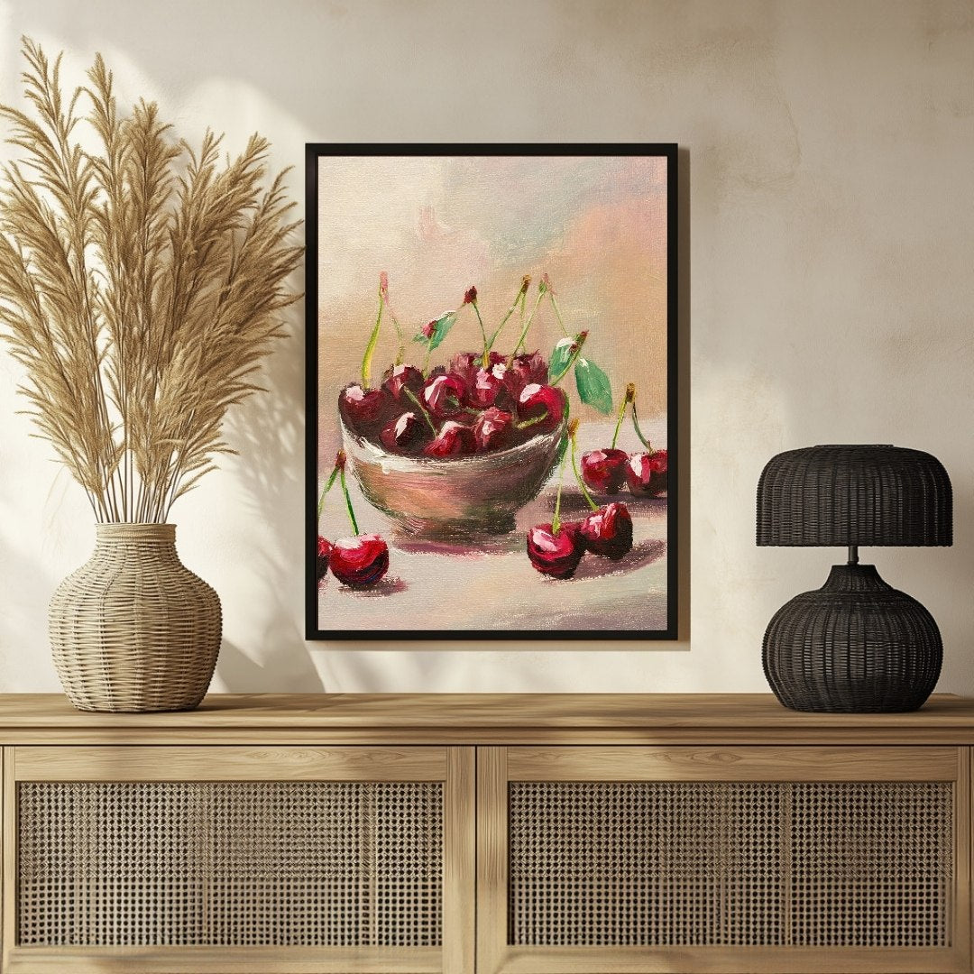 Cherry Abstract Art - Decorate Your Space 3 : 4 Vertical New Premium Wall Art Canvas by MeriDeewar