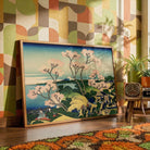 Cherry Blossom Japanese Scenery Painting for Living Room | Mount Fuji Wall Art | Hokusai Print 3 : 2 Horizontal Premium Wall Art Canvas by MeriDeewar