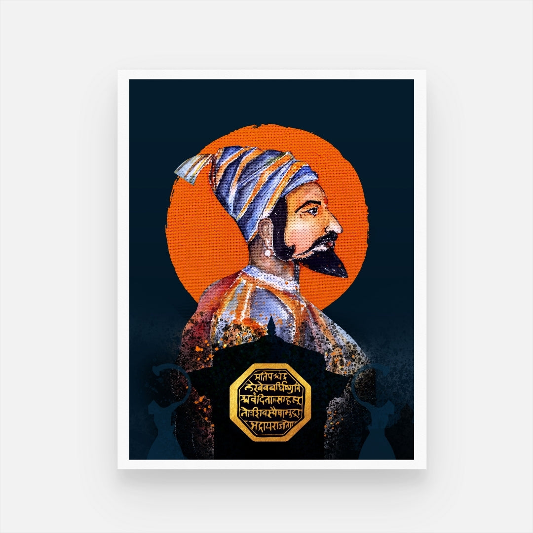 Chhatrapati Shivaji Bhosale Canvas - Historical Masterpiece 3 : 4 Vertical New Premium Wall Art Canvas by MeriDeewar