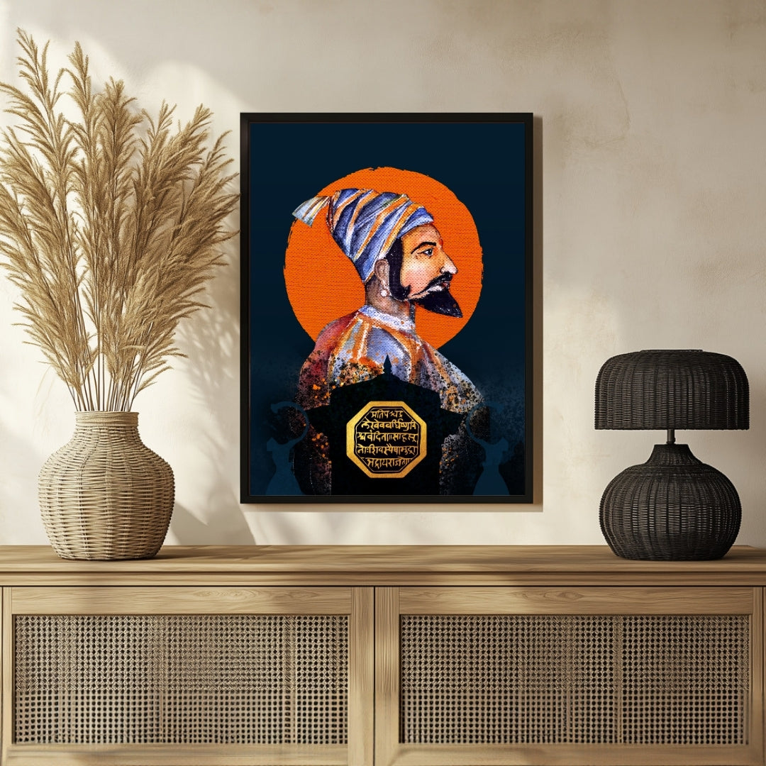 Chhatrapati Shivaji Bhosale Canvas - Historical Masterpiece 3 : 4 Vertical New Premium Wall Art Canvas by MeriDeewar