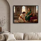 Chhatrapati Shivaji Maharaj and Rajmata Jijau Blessing Painting | Horizontal Black Framed Wall Art 3 : 2 Horizontal Premium Wall Art Canvas by MeriDeewar