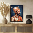 Chhatrapati Shivaji Maharaj Classic Profile Portrait Painting | Vertical Black Framed Wall Art 3 : 4 Vertical Premium Wall Art Canvas by MeriDeewar