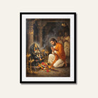 Chhatrapati Shivaji Maharaj Devotion to Goddess Bhavani Painting | Vertical Black Framed Wall Art 3 : 4 Vertical Premium Wall Art Canvas by MeriDeewar