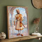 Chhatrapati Shivaji Maharaj Full-Length Portrait Painting | Vertical Black Framed Wall Art 2 : 3 Vertical Premium Wall Art Canvas by MeriDeewar