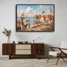 Chhatrapati Shivaji Maharaj Maratha Navy Sea Fort Painting | Horizontal Black Framed Wall Art 3 : 2 Horizontal Premium Wall Art Canvas by MeriDeewar