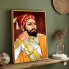 Chhatrapati Shivaji Maharaj Painting for Living Room | Maratha Warrior King Wall Art 3 : 4 Vertical Premium Wall Art Canvas by MeriDeewar