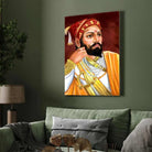 Chhatrapati Shivaji Maharaj Painting for Living Room | Maratha Warrior King Wall Art 3 : 4 Vertical Premium Wall Art Canvas by MeriDeewar