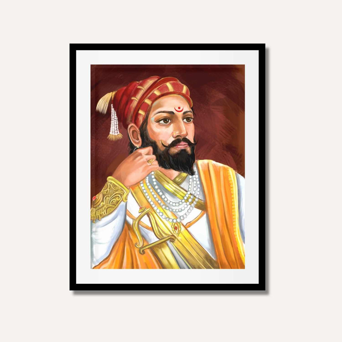 Chhatrapati Shivaji Maharaj Painting for Living Room | Maratha Warrior King Wall Art 3 : 4 Vertical Premium Wall Art Canvas by MeriDeewar