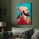 Chhatrapati Shivaji Maharaj Painting for Living Room | Royal Maratha Wall Art | Framed Print 3 : 4 Vertical Premium Wall Art Canvas by MeriDeewar