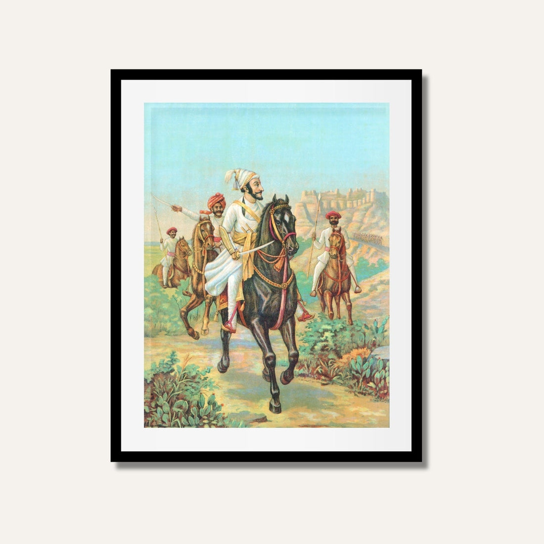 Chhatrapati Shivaji Maharaj Painting – Indian History & Leadership Wall Art | MeriDeewar 3 : 4.2 Vertical Premium Wall Art Canvas by MeriDeewar