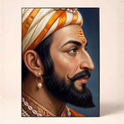 Chhatrapati Shivaji Maharaj Profile Portrait | Vertical Borderless Art Frame Poster Premium Wall Art Canvas by MeriDeewar