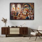 Chhatrapati Shivaji Maharaj Rajyabhishek Painting | Horizontal Black Framed Wall Art 3 : 2 Horizontal Premium Wall Art Canvas by MeriDeewar