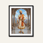 Chhatrapati Shivaji Maharaj Regal Portrait Painting | Vertical Black Framed Wall Art 3 : 4 Vertical Premium Wall Art Canvas by MeriDeewar