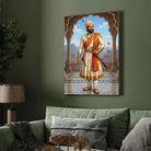 Chhatrapati Shivaji Maharaj Regal Portrait Painting | Vertical Black Framed Wall Art 3 : 4 Vertical Premium Wall Art Canvas by MeriDeewar