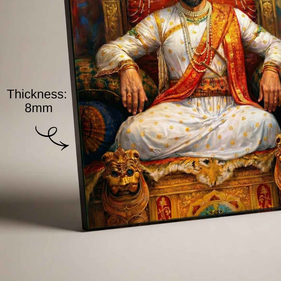 Chhatrapati Shivaji Maharaj Regal Portrait | Vertical Borderless Art Frame Poster Premium Wall Art Canvas by MeriDeewar