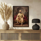 Chhatrapati Shivaji Maharaj Royal Seated Portrait | Edge-to-Edge Oil Painting Print 3 : 4 Vertical Premium Wall Art Canvas by MeriDeewar