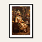 Chhatrapati Shivaji Maharaj Royal Throne Painting | Vertical Black Framed Wall Art 2 : 3 Vertical Premium Wall Art Canvas by MeriDeewar