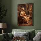 Chhatrapati Shivaji Maharaj Royal Throne Painting | Vertical Black Framed Wall Art 2 : 3 Vertical Premium Wall Art Canvas by MeriDeewar