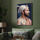 Chhatrapati Shivaji Maharaj Side Profile Portrait Painting | Vertical Black Framed Wall Art 2 : 3 Vertical Premium Wall Art Canvas by MeriDeewar