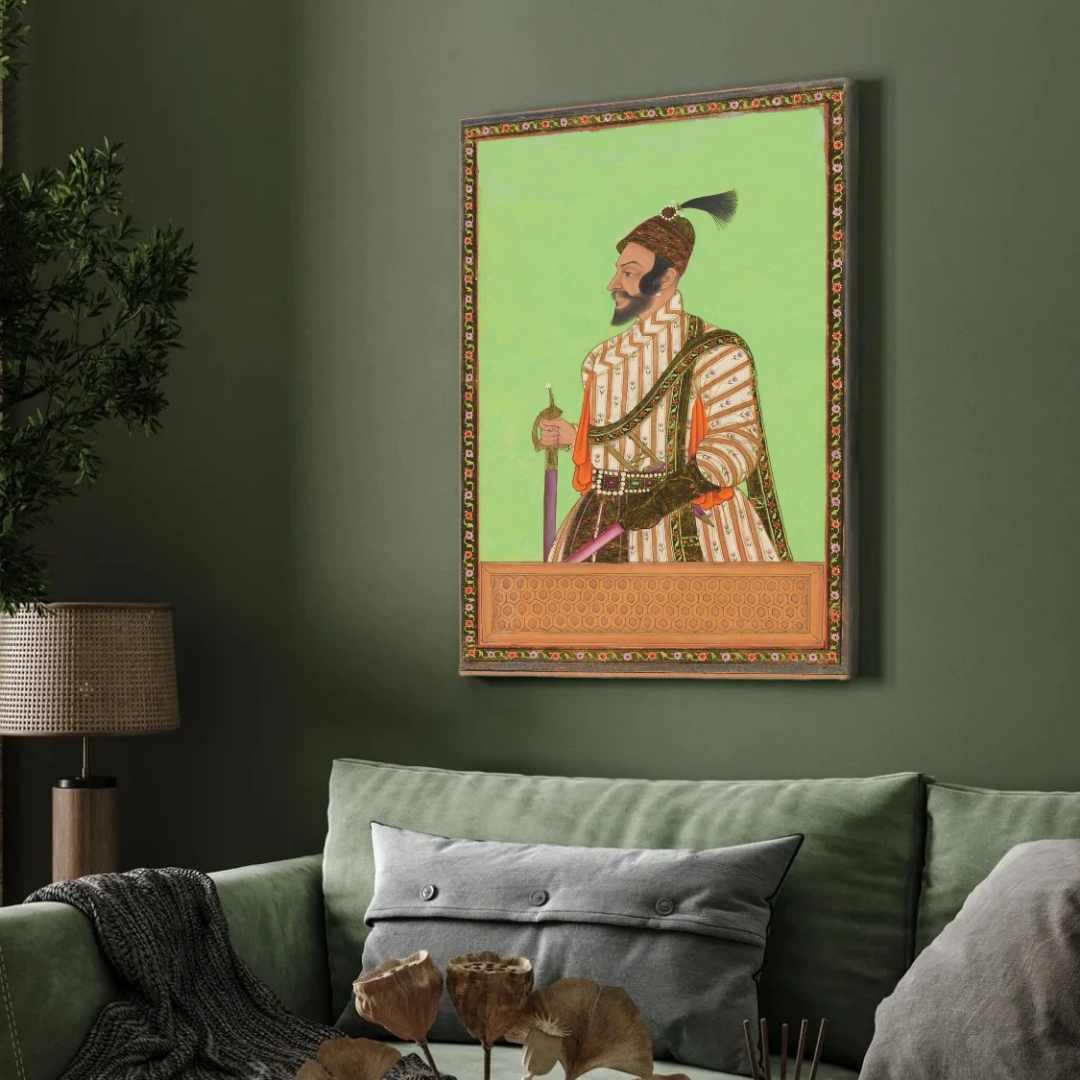 Chhatrapati Shivaji Maharaj Traditional Portrait | Deccan Miniature Style Giclée Art Print Premium Wall Art Canvas by MeriDeewar
