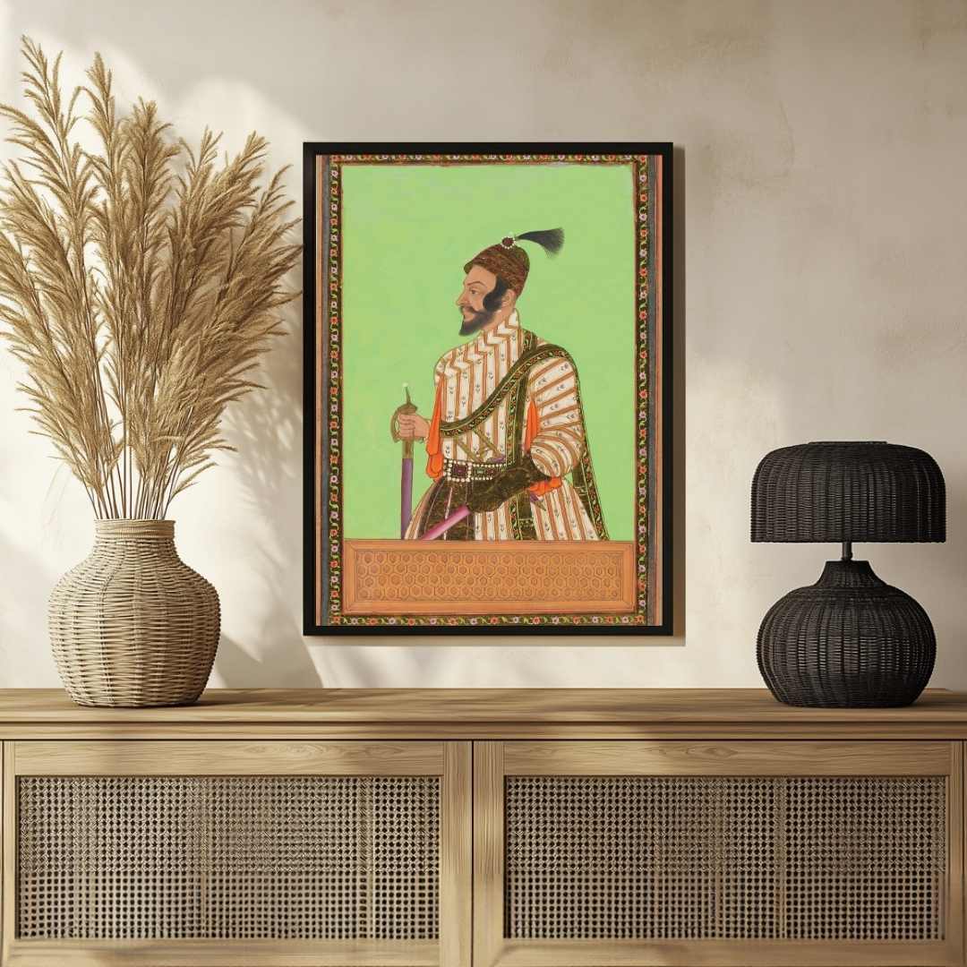 Chhatrapati Shivaji Maharaj Traditional Portrait | Deccan Miniature Style Giclée Art Print Premium Wall Art Canvas by MeriDeewar