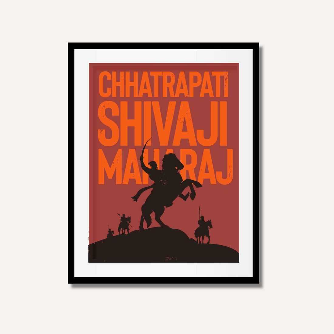 Chhatrapati Shivaji Maharaj Typography Silhouette Art | Giclée Print | MeriDeewar 3 : 4 Vertical New Premium Wall Art Canvas by MeriDeewar